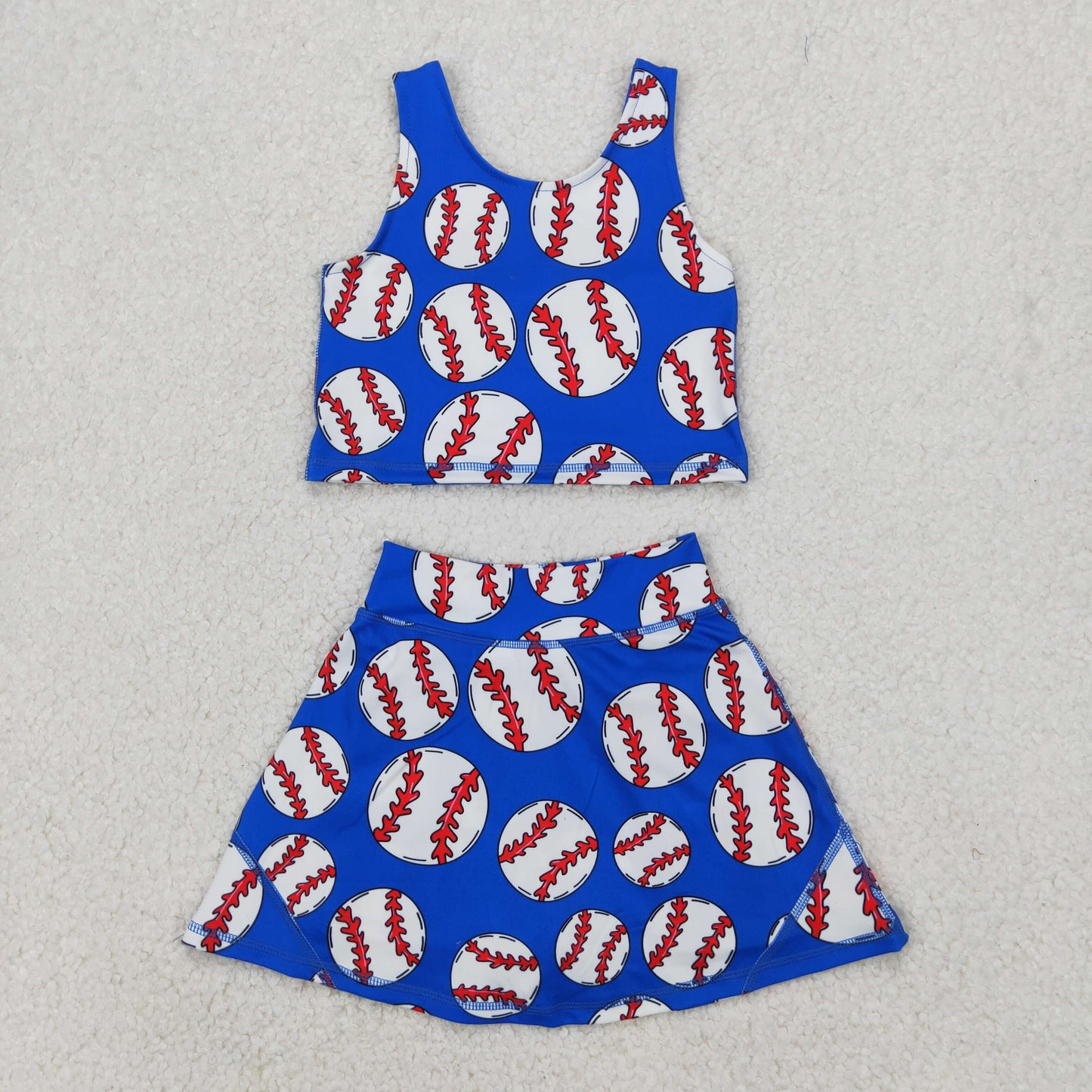 Baby Girl Sleeveless Baseball Yoga Active Wear Tops Skorts Sibling Set Clothes RTS