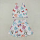 Baby Girl Sleeveless Flower Bows Sibling Athletic Yoga Skort Set Clothes RTS