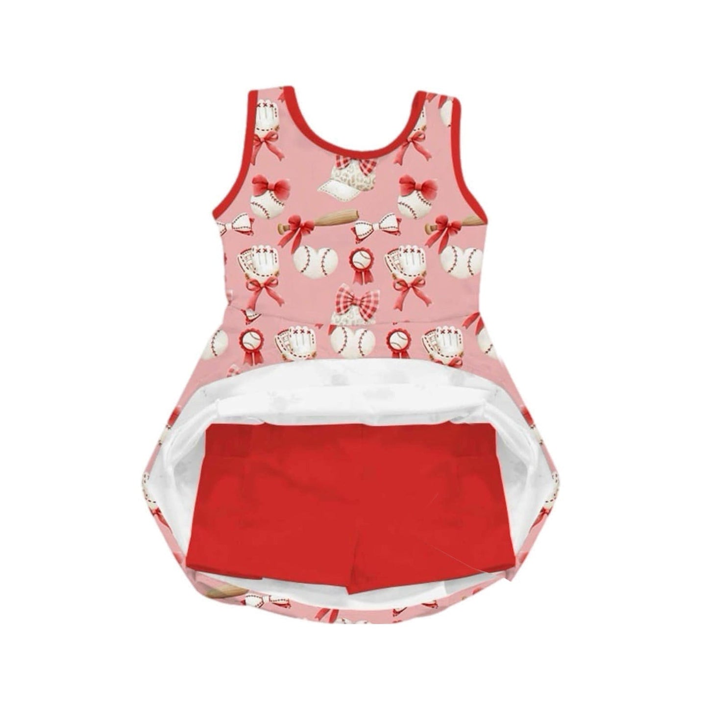 Preorder Baby Girl Baseball Bows Athletic Active Wear Shorts Dress ( Moq 5 )