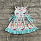 Baby Girl Cartoon Car Cakes Bows Knee Length Dress RTS