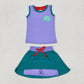 1-7 Colors Baby Girl Sleeveless Princess Shirt Skorts Sibling Outfit RTS