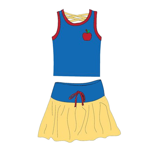 Preorder Baby Girl Blue Shirt Yellow Skirt Princess Clothes Set ( Moq 5 )