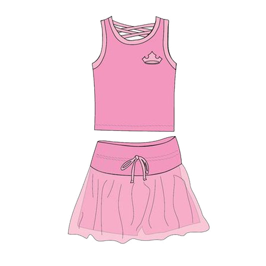 Preorder Baby Girl Pink Shirt Skirt Princess Clothes Set ( Moq 5 )