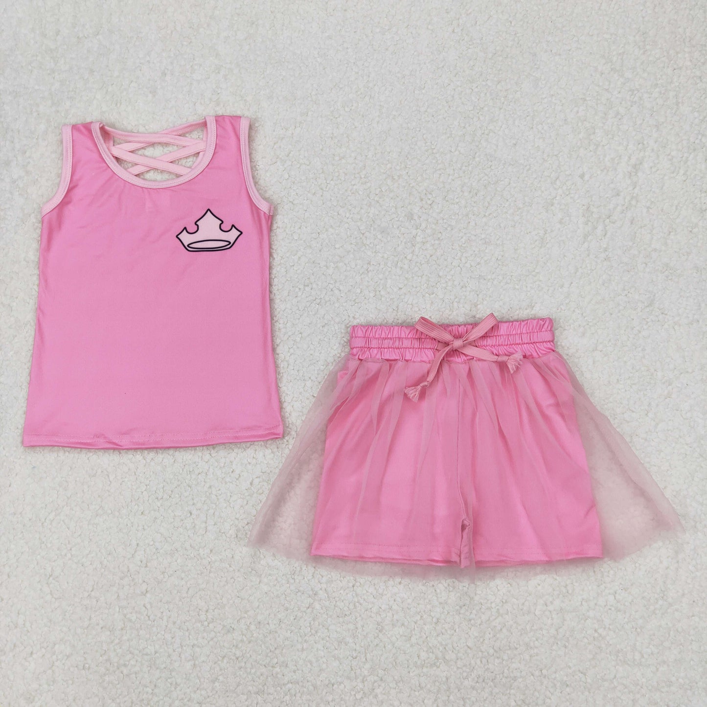 8-10 Colors Baby Girl Sleeveless Princess Shirt Skorts Sibling Outfit RTS