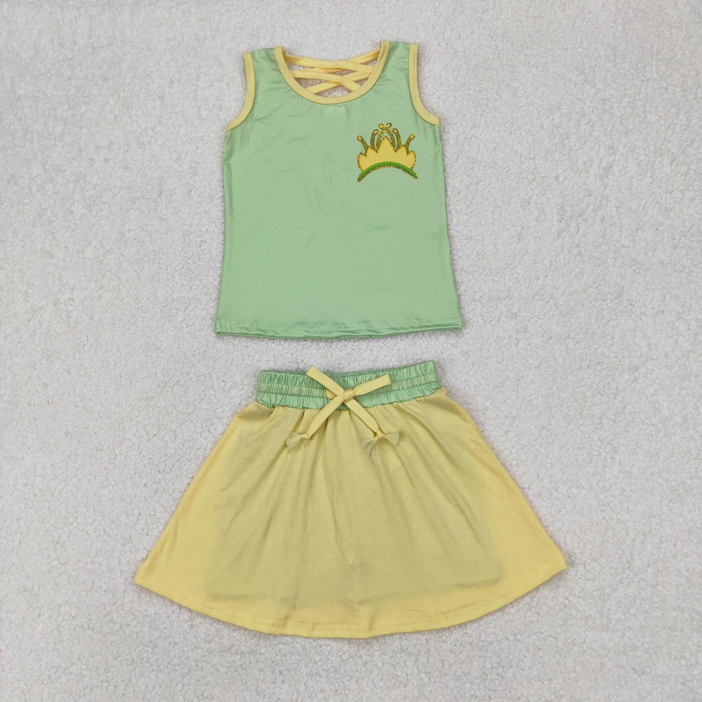 1-7 Colors Baby Girl Sleeveless Princess Shirt Skorts Sibling Outfit RTS