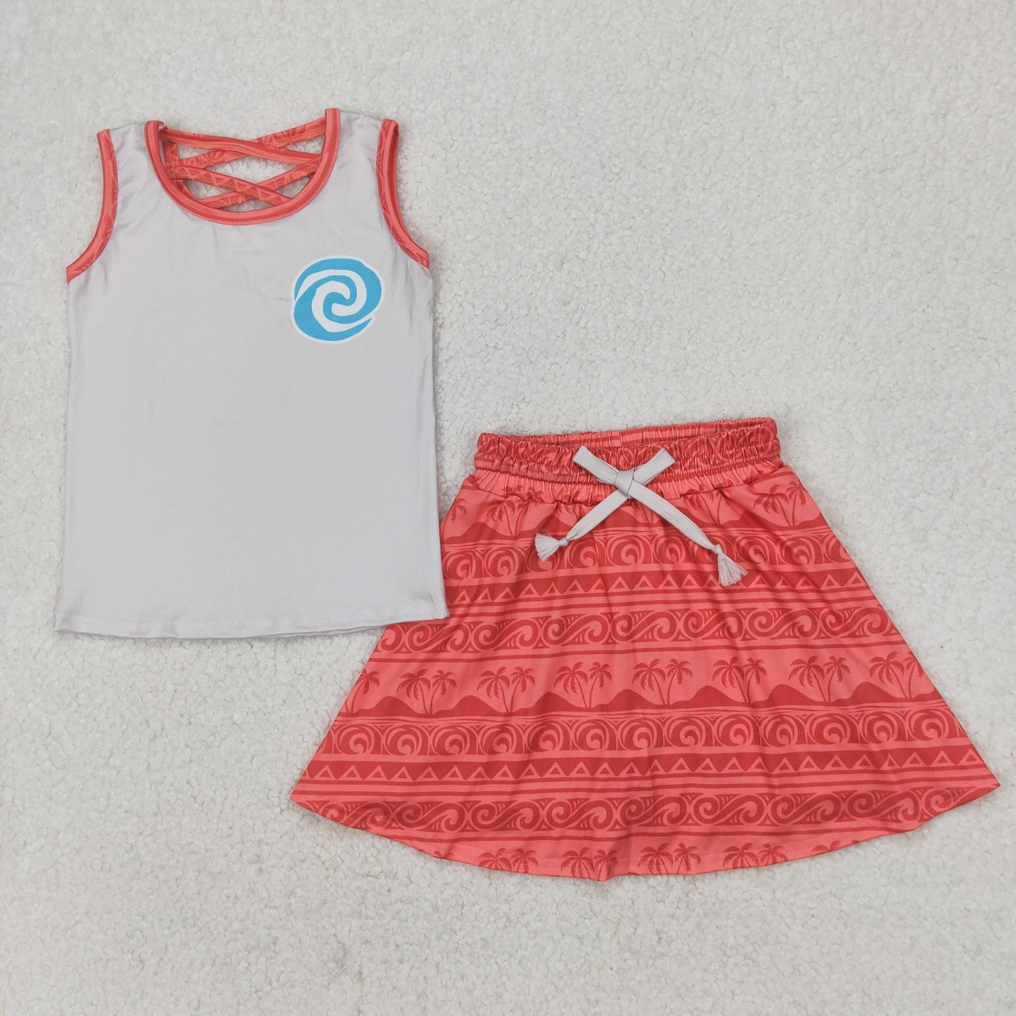 1-7 Colors Baby Girl Sleeveless Princess Shirt Skorts Sibling Outfit RTS