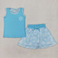 1-7 Colors Baby Girl Sleeveless Princess Shirt Skorts Sibling Outfit RTS