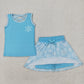 1-7 Colors Baby Girl Sleeveless Princess Shirt Skorts Sibling Outfit RTS