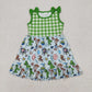Sibling Baby Boys Girls Kids Green Knee Length Dress Set Cartoon Clothes RTS