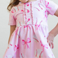 Preorder Baby Girl Short Sleeves Pink Baseball Bows Knee Length Dress ( Moq 5 )