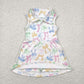 Baby Girl Sleeveless Bows Zipper Yoga Active Wear Skorts Knee Length Dress Sibling Clothes RTS