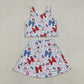 Sibling Baby Girls Kids Flags Bows Tops Skirts Shorts Sets 4th of July Yoga Active Clothes