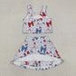 Sibling Baby Girls Kids Flags Bows Tops Skirts Shorts Sets 4th of July Yoga Active Clothes