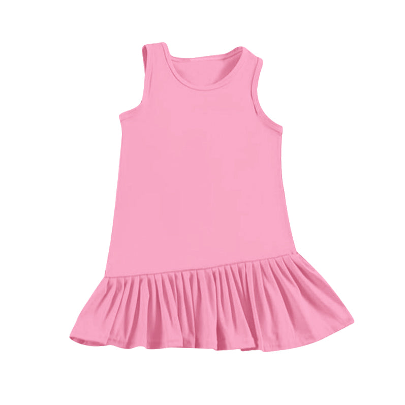 Preorder Baby Girl Sleeveless Yoga Active Wear Ruffle Pink Dress  ( Moq 5 )