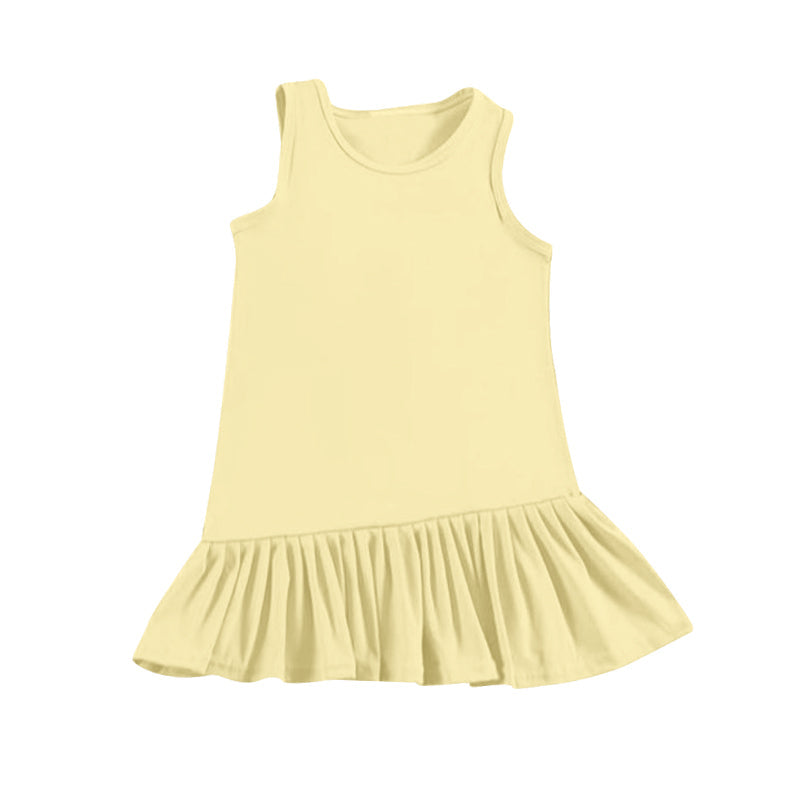 Preorder Baby Girl Sleeveless Yoga Active Wear Ruffle Yellow Dress  ( Moq 5 )