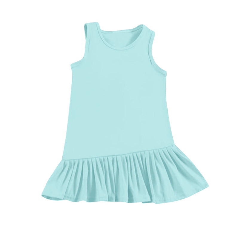 Preorder Baby Girl Sleeveless Yoga Active Wear Ruffle Blue Dress  ( Moq 5 )