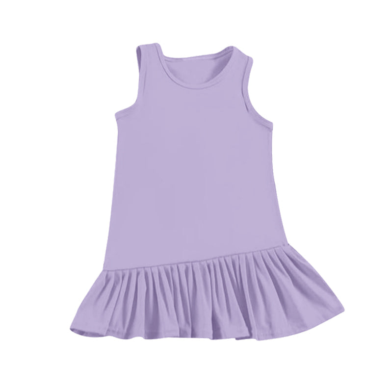 Preorder Baby Girl Sleeveless Yoga Active Wear Ruffle Purple Dress  ( Moq 5 )
