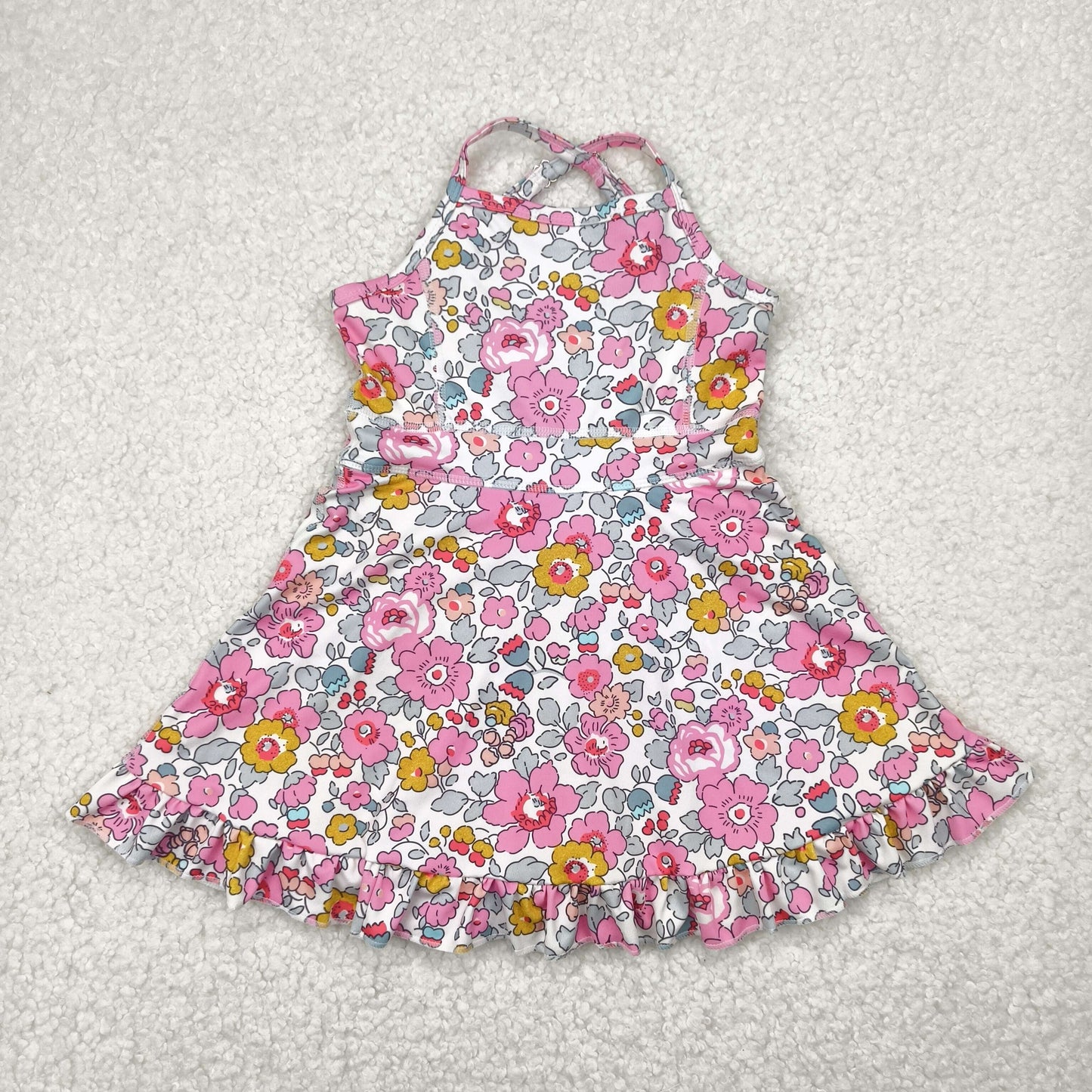 Baby Girl Toddler Straps Flower Knee Length Dress Sibling Active Yoga Clothes RTS
