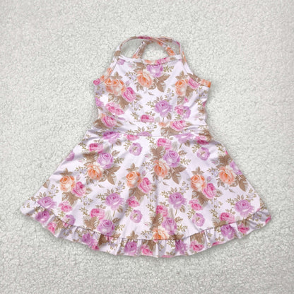 (No.13-24 ) Sibling Baby Girls Kids Straps Ruffle Shorts Knee Length Dresses Yoga Active Clothes RTS