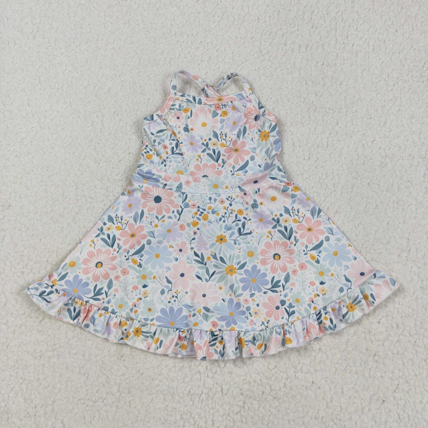 Baby Girl Toddler Straps Flower Knee Length Dress Sibling Active Yoga Clothes RTS
