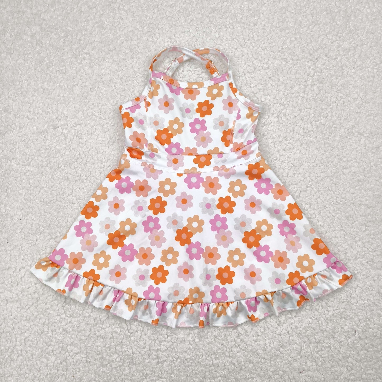 Baby Girl Toddler Straps Flower Knee Length Dress Sibling Active Yoga Clothes RTS
