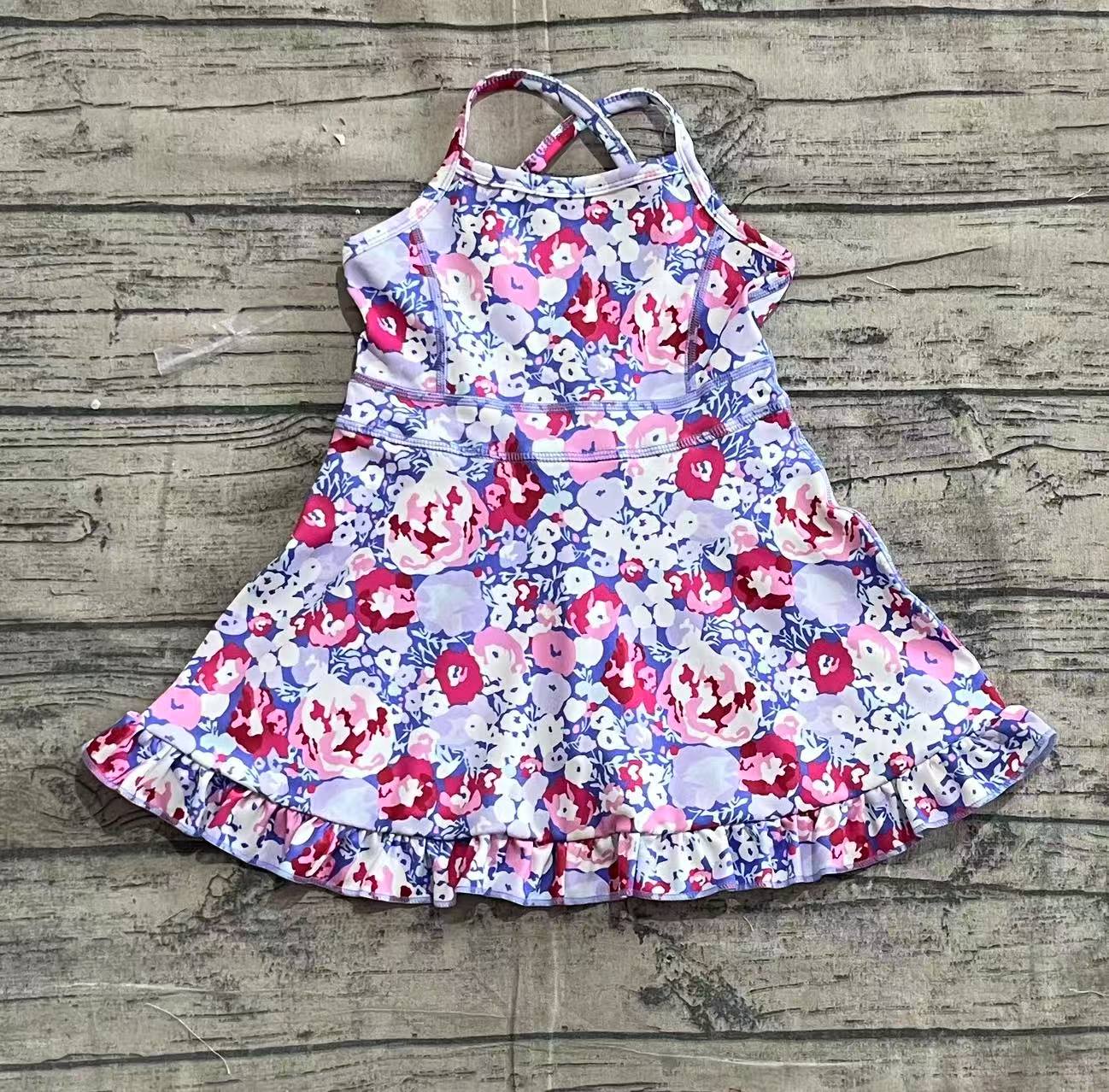 Baby Girl Sleeveless Flower Yoga Active Wear With Shorts Skort Dress RTS