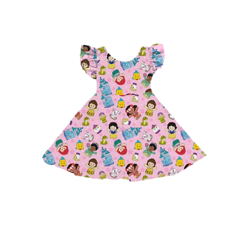 Preorder Baby Girl Short Sleeves Princess Pink Dress (  Moq 5 )