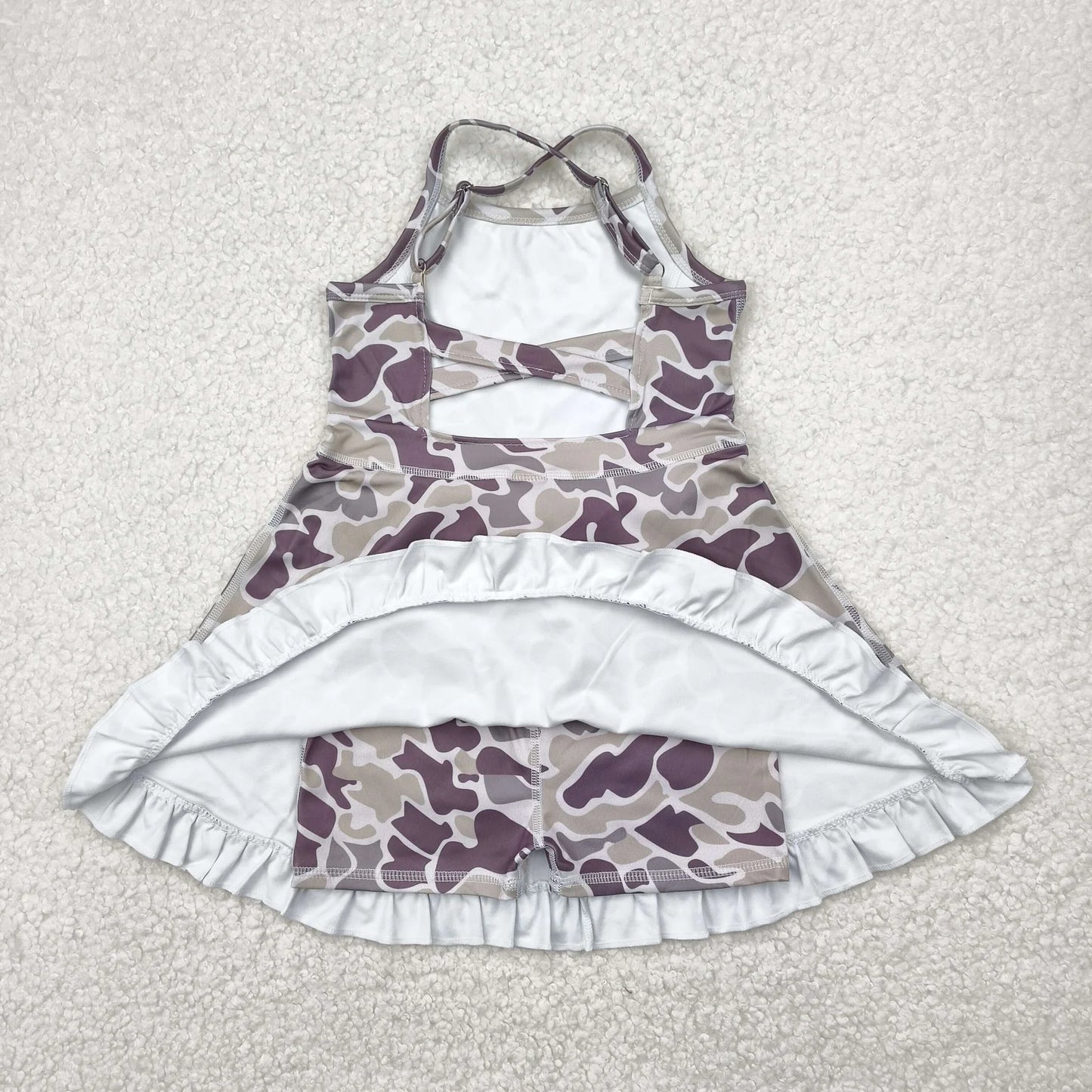 Sibling Baby Girl Kids Sleeveless Camo Knee Length Yoga Active Dresses RTS