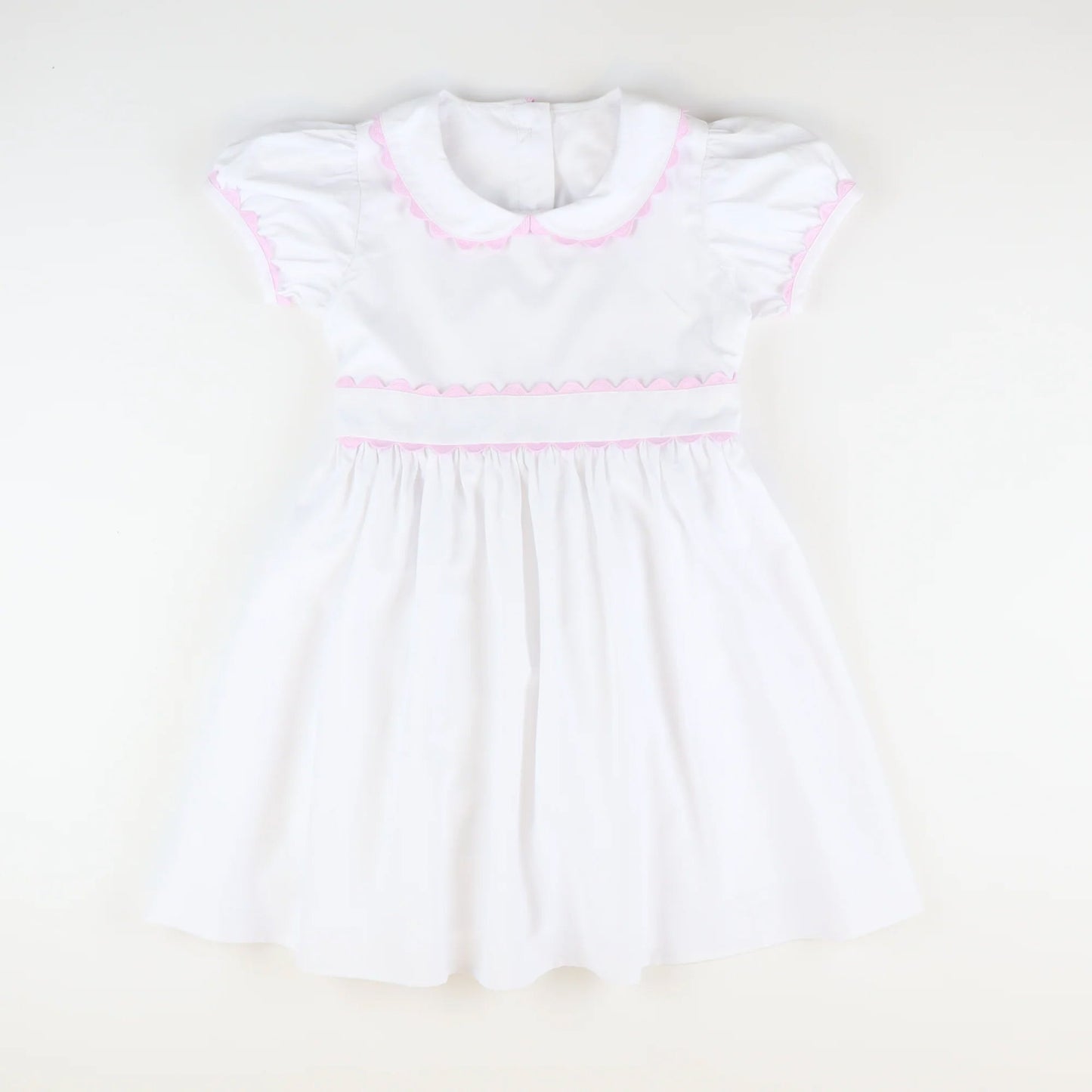 Preorder Baby Girl Short Ruffle Sleeves White Knee Length Dress ( Moq 5 )