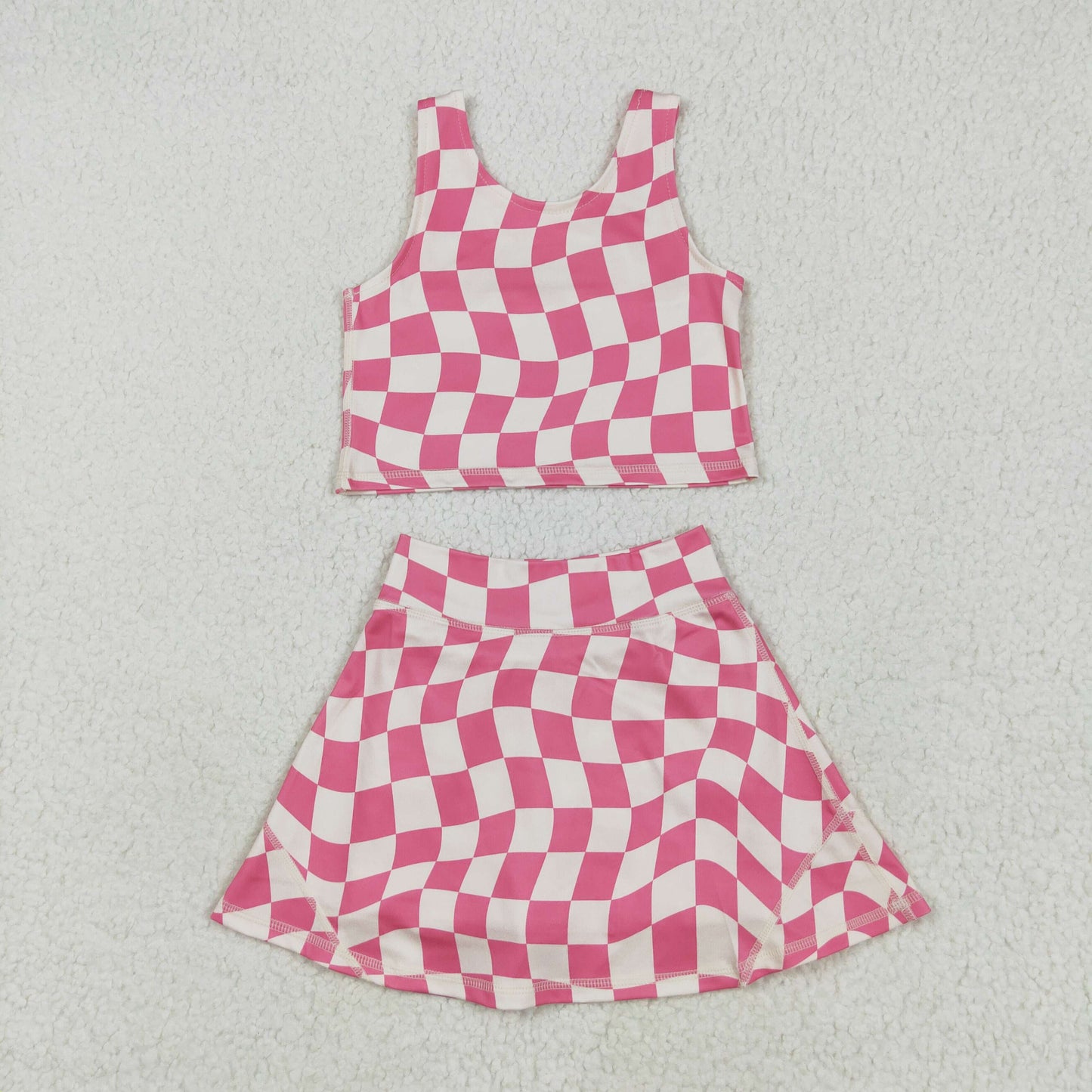 Girls Kids Sleeveless Vest Tops Yoga Athletic Skorts Set Sibling Clothes RTS