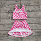 Baby Girl Sleeveless Pink Checked Tops Skort Yoga Active Set RTS