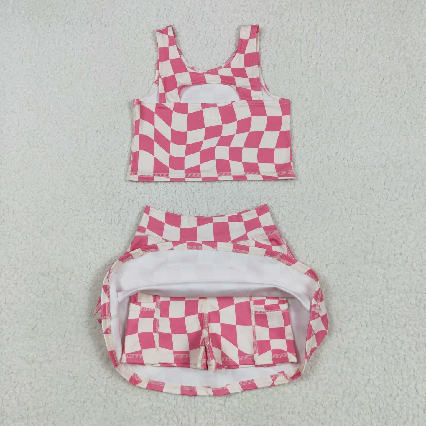 Girls Kids Sleeveless Vest Tops Yoga Athletic Skorts Set Sibling Clothes RTS