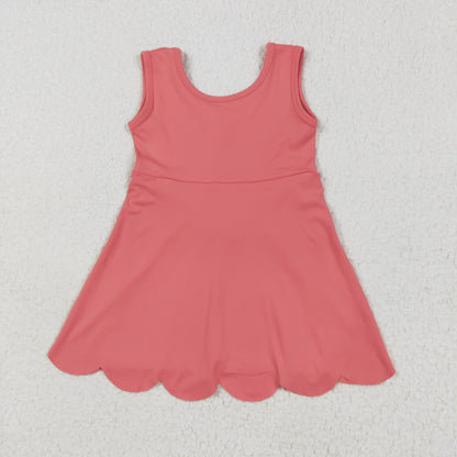 Baby Girl Sleeveless Sleeveless Colorful Sibling Ruffle Yoga Active Knee Length Dress  RTS