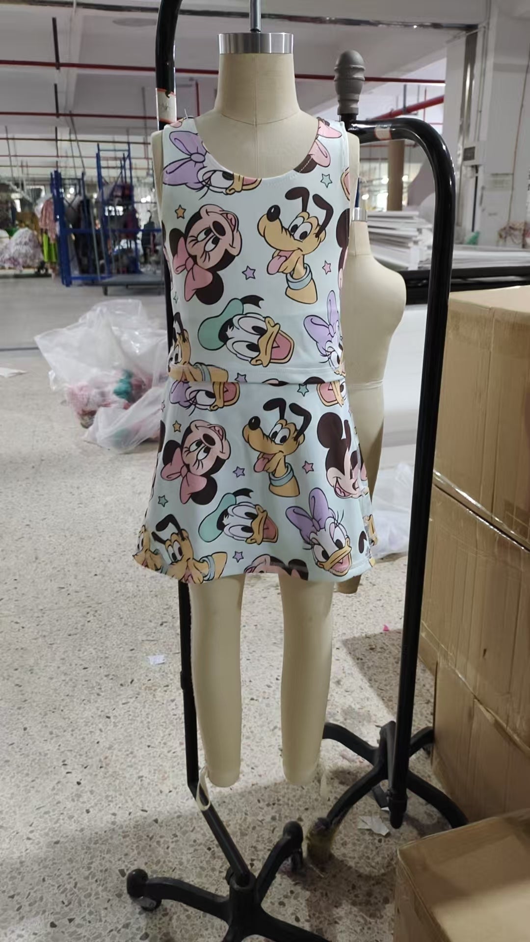 Baby Girl Sleeveless Mouse Ducks Tops Skort Yoga Active Cartoon Set RTS