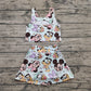 Baby Girl Sleeveless Mouse Ducks Tops Skort Yoga Active Cartoon Set RTS