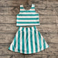 Baby Girl Sleeveless Green Stripes Shirt Skorts Yoga Activewear Set  RTS