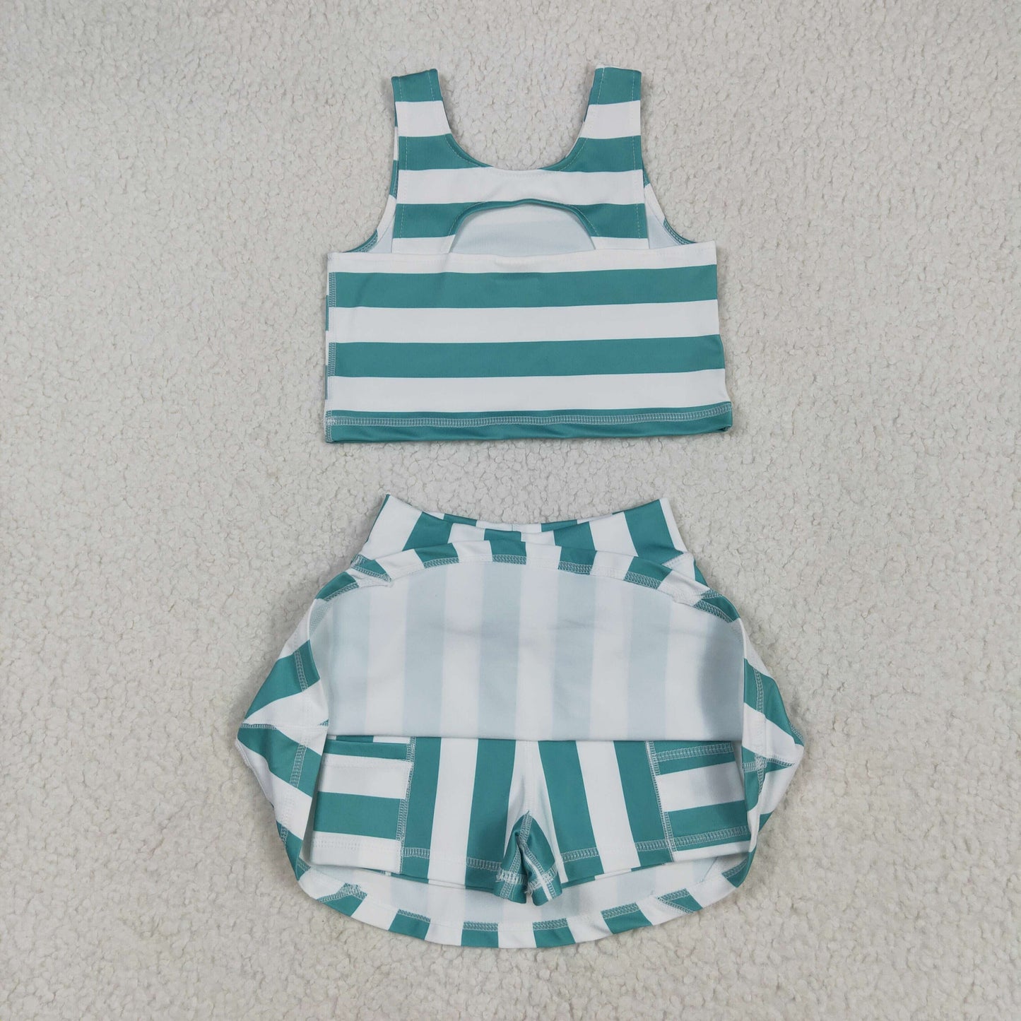 Baby Girl Sleeveless Stripes Plaid Skorts Set Sibling Toddler Active Wear Clothes RTS