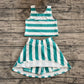 Baby Girl Sleeveless Green Stripes Shirt Skorts Yoga Activewear Set  RTS