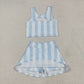 Baby Girl Sleeveless Stripes Plaid Skorts Set Sibling Toddler Active Wear Clothes RTS