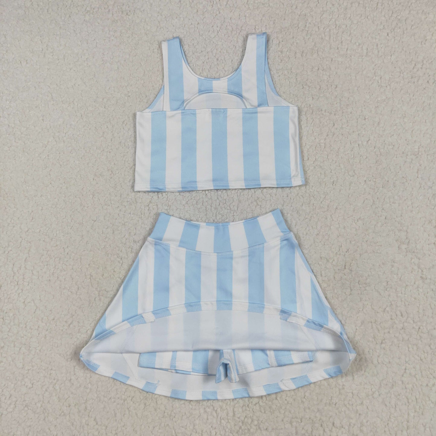 Baby Girl Sleeveless Stripes Plaid Skorts Set Sibling Toddler Active Wear Clothes RTS
