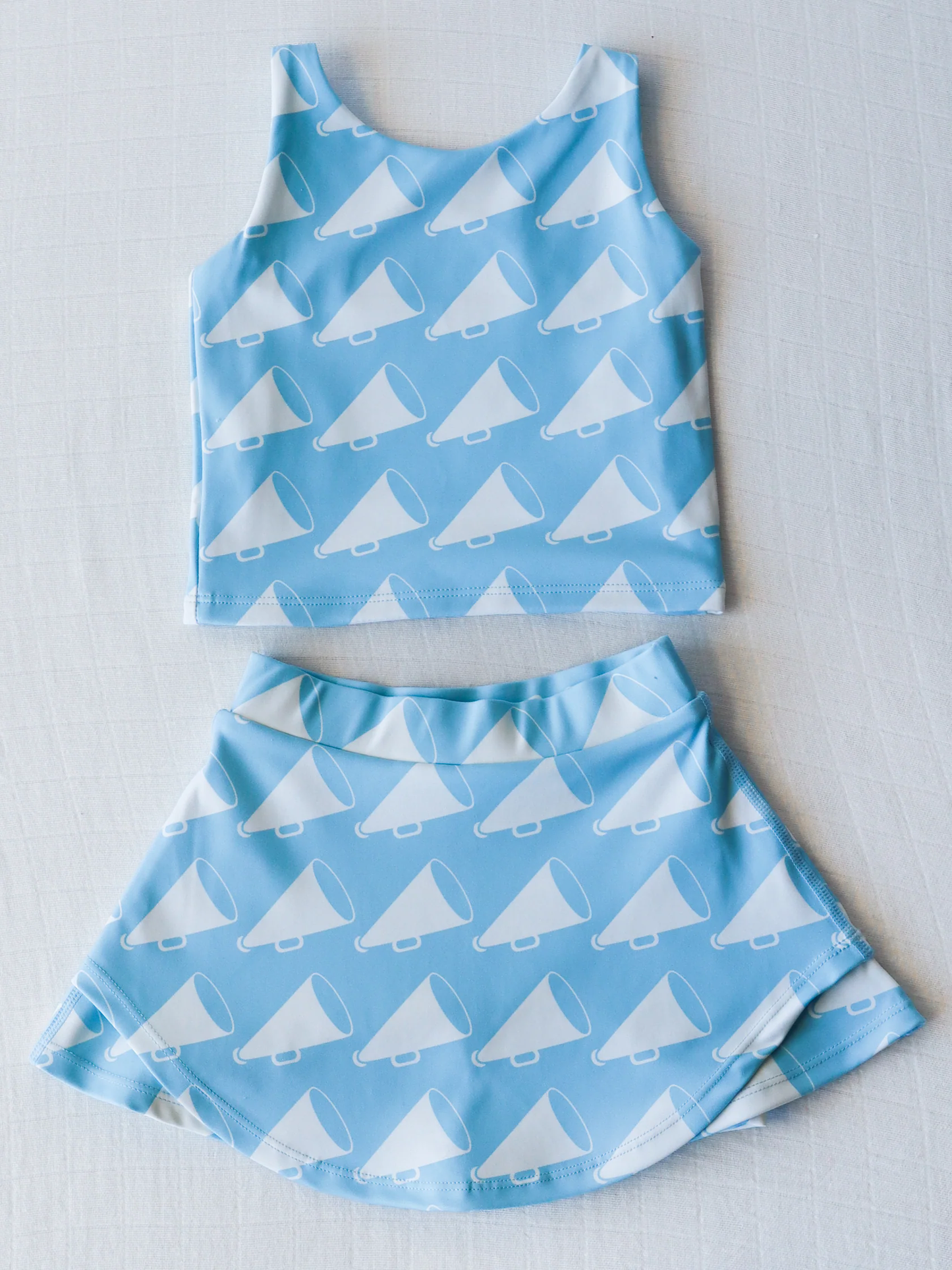 Preorder Baby Girl Sleeveless Cheer Tops Skorts Yoga Active Blue Set ( Moq 5 )