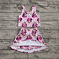 Baby Girl Sleeveless Mouse Flower Checked Tops Skorts Yoga Active Set RTS