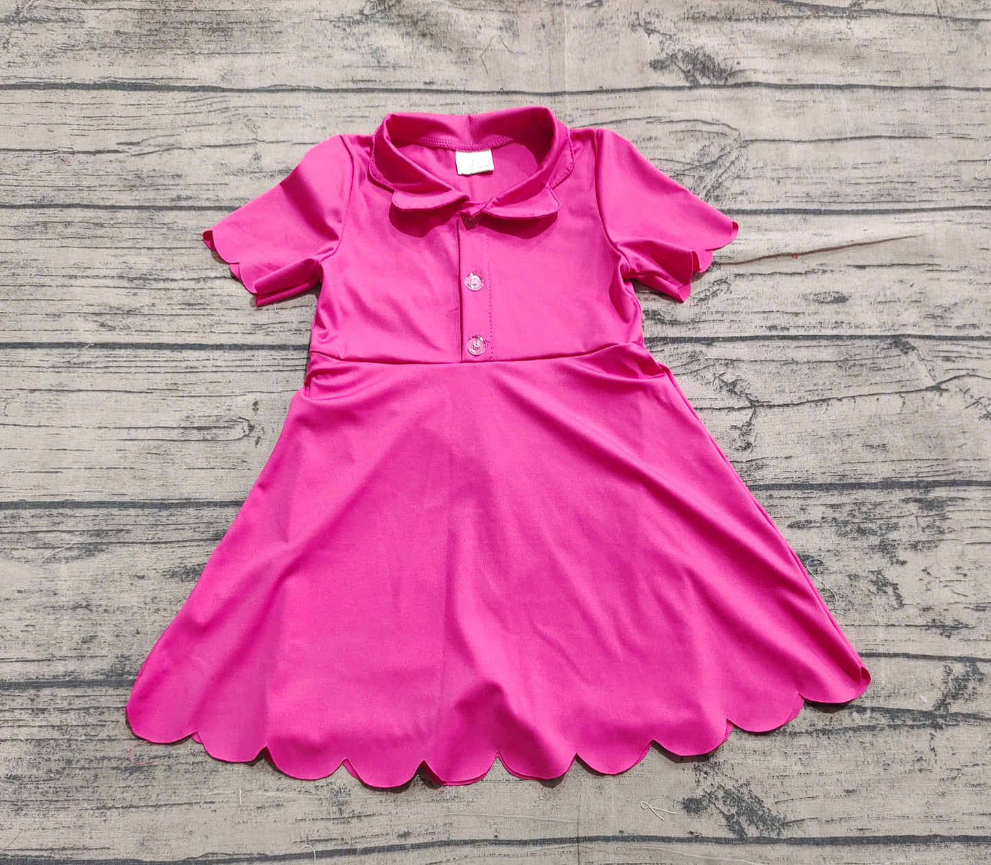 Baby Girl Short Sleeves Buttons Yoga Active Pink Knee Length Dress RTS