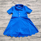 Baby Girl Short Sleeves Buttons Yoga Active Blue Knee Length Skort Dress RTS