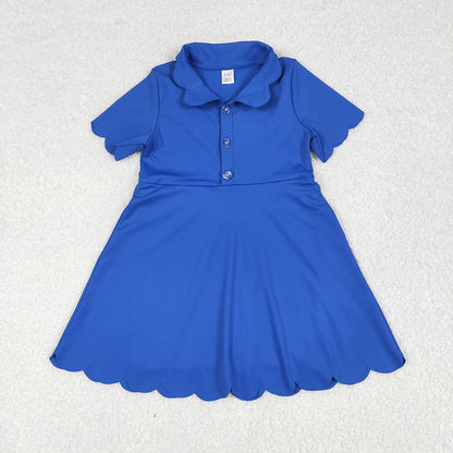 Baby Girl Short Sleeves Buttons Yoga Active Knee Length Dress Sibling Clothes RTS