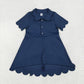 Baby Girl Short Sleeves Buttons Yoga Active Knee Length Dress Sibling Clothes RTS