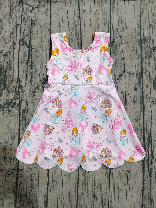 ( No moq ) Preorder Baby Girl Sleeveless Princess Yoga Active Knee Length Dress