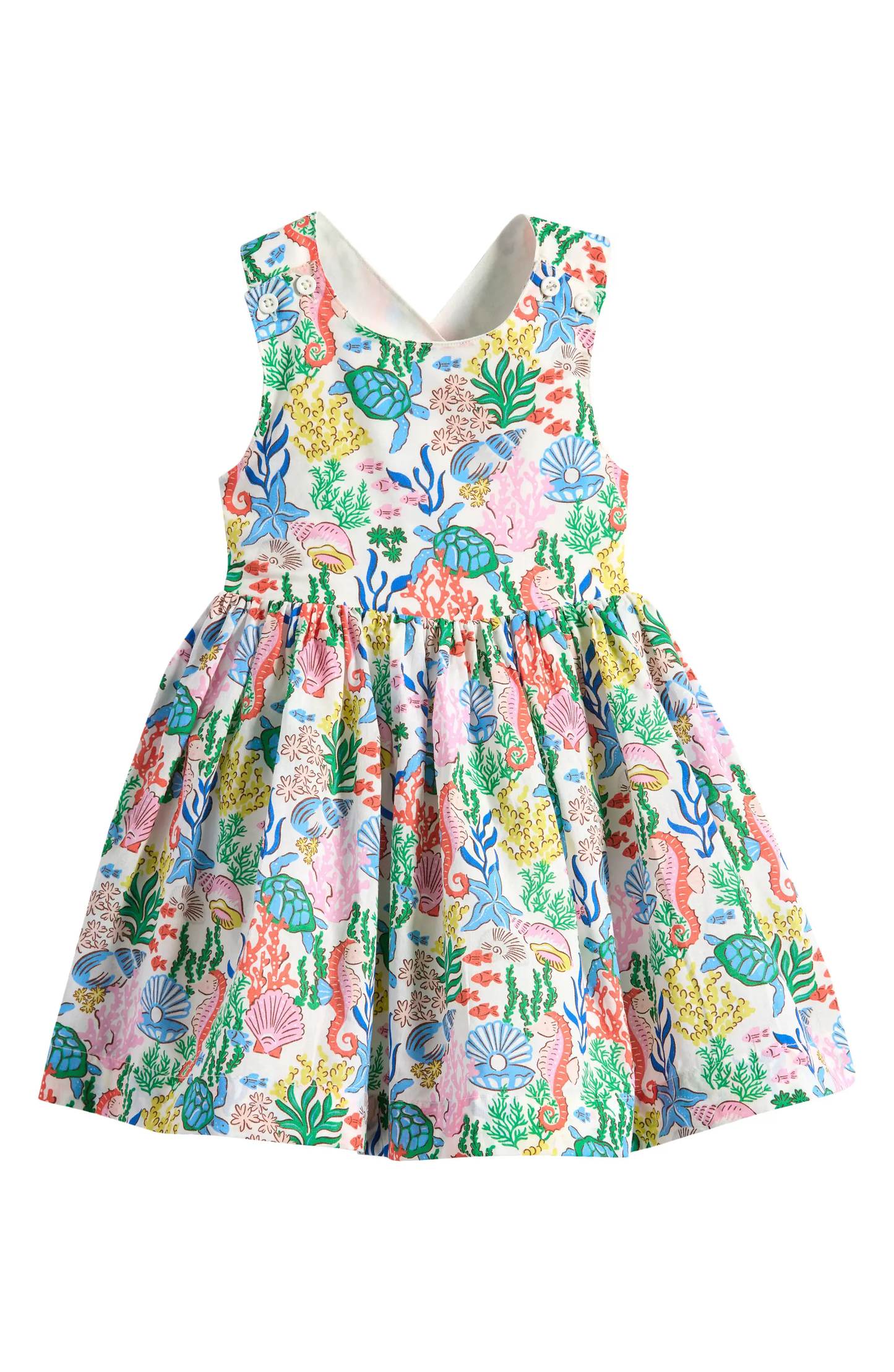 Preorder Baby Girl Sleeveless Sea Animals Knee Length Dress ( Moq 5 )