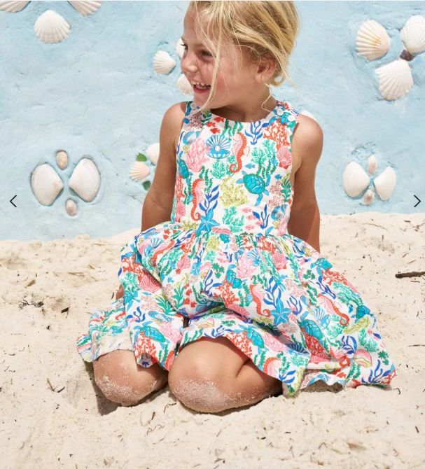 Preorder Baby Girl Sleeveless Sea Animals Knee Length Dress ( Moq 5 )