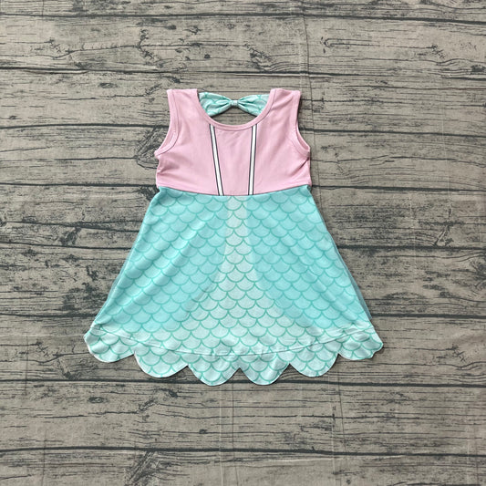 ( No moq ) Preorder Baby Girls Kids Sleeveless Mermaid Knee Length Dress